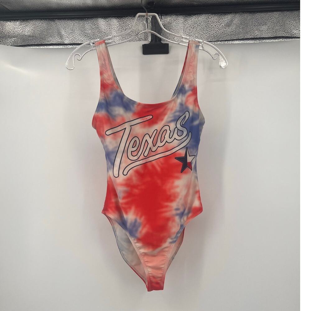 Girls sm Texas Swimsuit Tie Died One Piece Red White & Blue Summer Beachy Pool